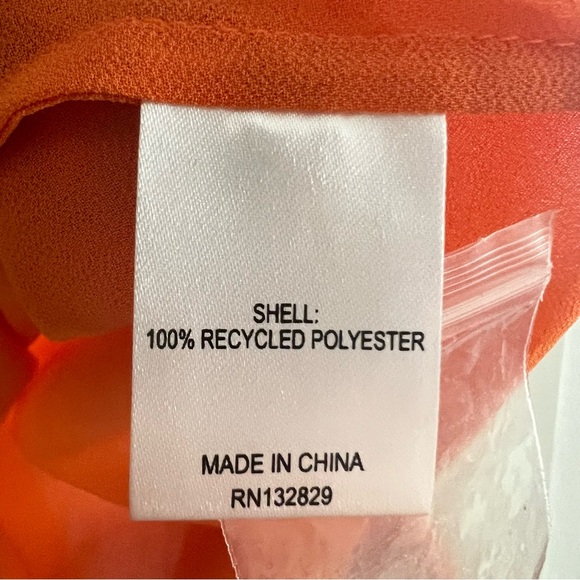 Helsa Sheer Button Front Long Sleeve Top Orange Blouse Size Small/Medium - Picture 9 of 10